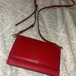 Michael Kors Red Pebbled Leather Flap Crossbody